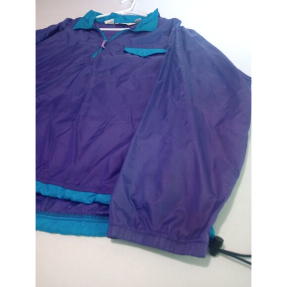 90's Vintage L. L. Bean 1/4 Zip Windbreaker Purple and Turquoise Size XL - Picture 2 of 11